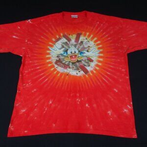 VINTAGE DISNEY PARKS DONALD DUCK CRASHING THROUGH WALL ORANGE 2XL T-SHIRT L489